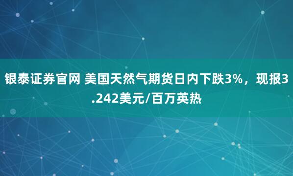 银泰证券官网 美国天然气期货日内下跌3%，现报3.242美元/百万英热